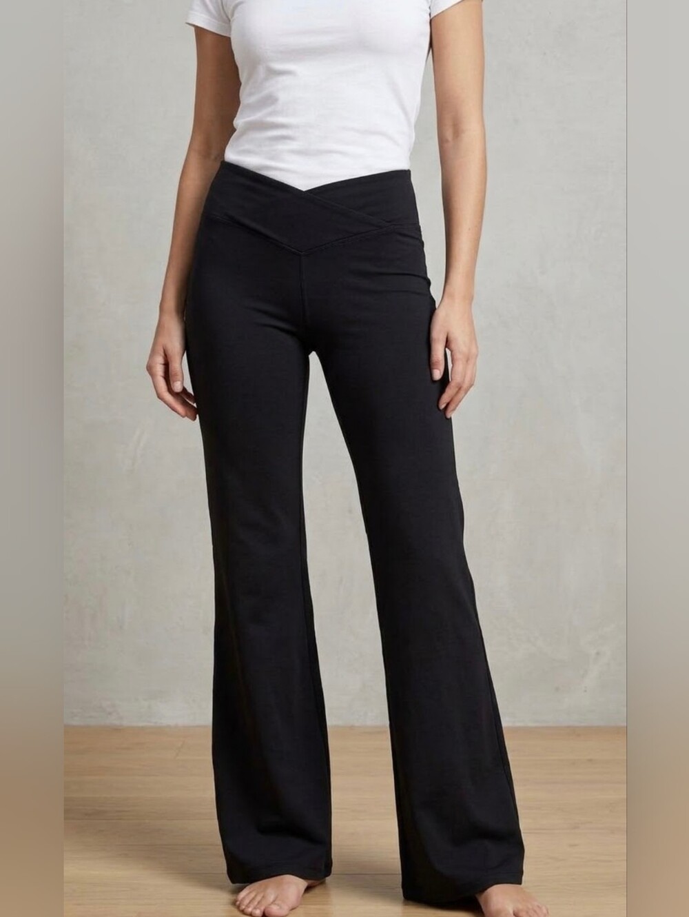 Aeropostale Black Flare Wide Leg Leggings Size Small S Stretch Low Rise Pants